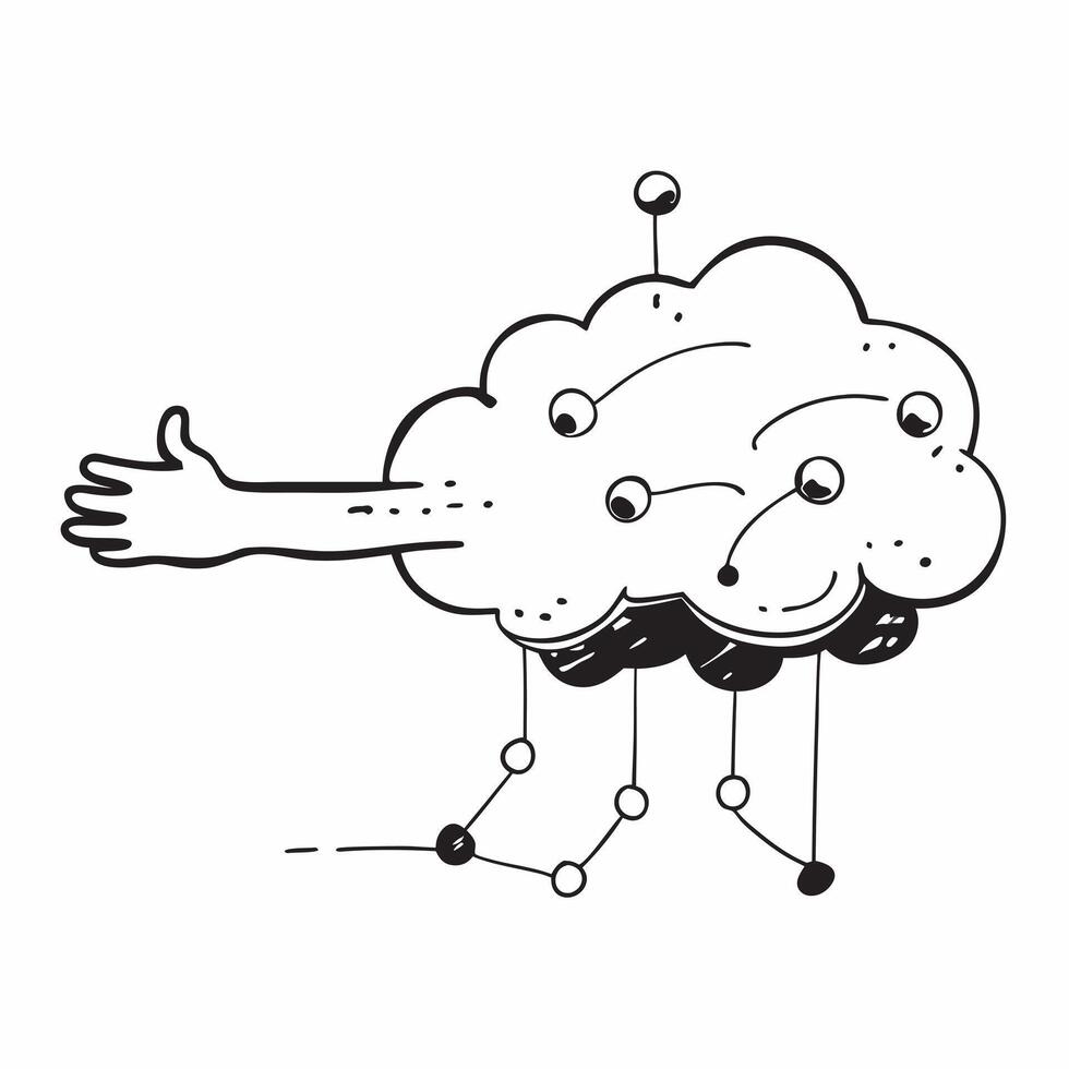 Suspended data cloud with glowing connections on an isolated white background concept as A digital data cloud floating mid air with glowing connections extending from its core all Cleans vector