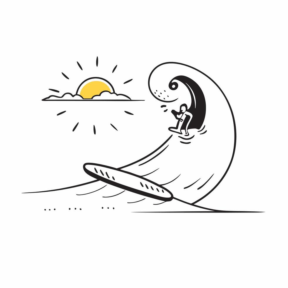Surfer on Glossy Waves at Sunset concept as A surfer riding glossy waves at sunset with the golden light reflecting on the water The scene captures the thrill and beauty of surfin Cleans Set 3 vector
