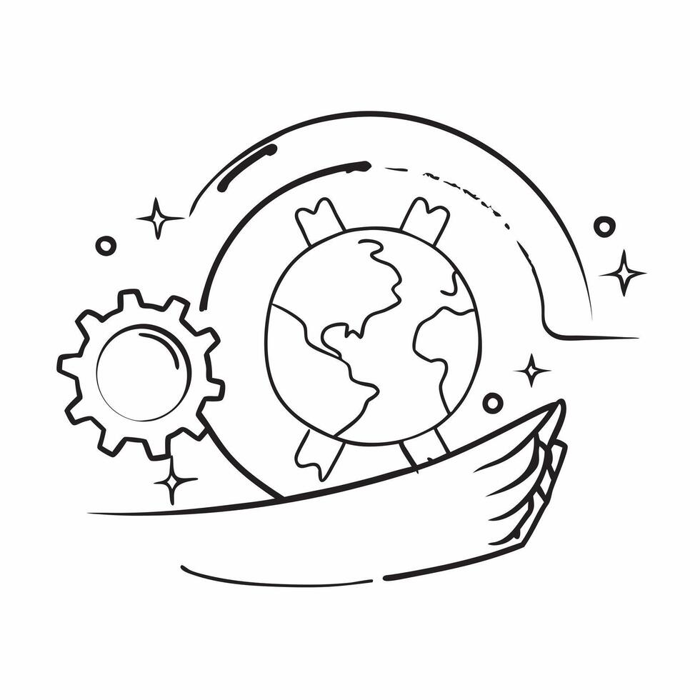 of isolated globe and gears with the word Globalization concept as A design showing a globe surrounded by gears with the word Globalization prominently displayed The Cleans vector