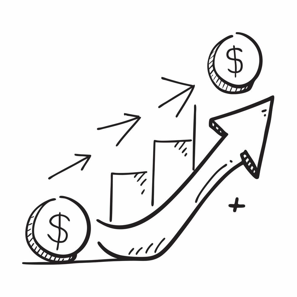 of isolated upward arrow and dollar sign with the word Revenue concept as A design showing an upward arrow next to a dollar sign with the word Revenue prominently dis Cleans vector