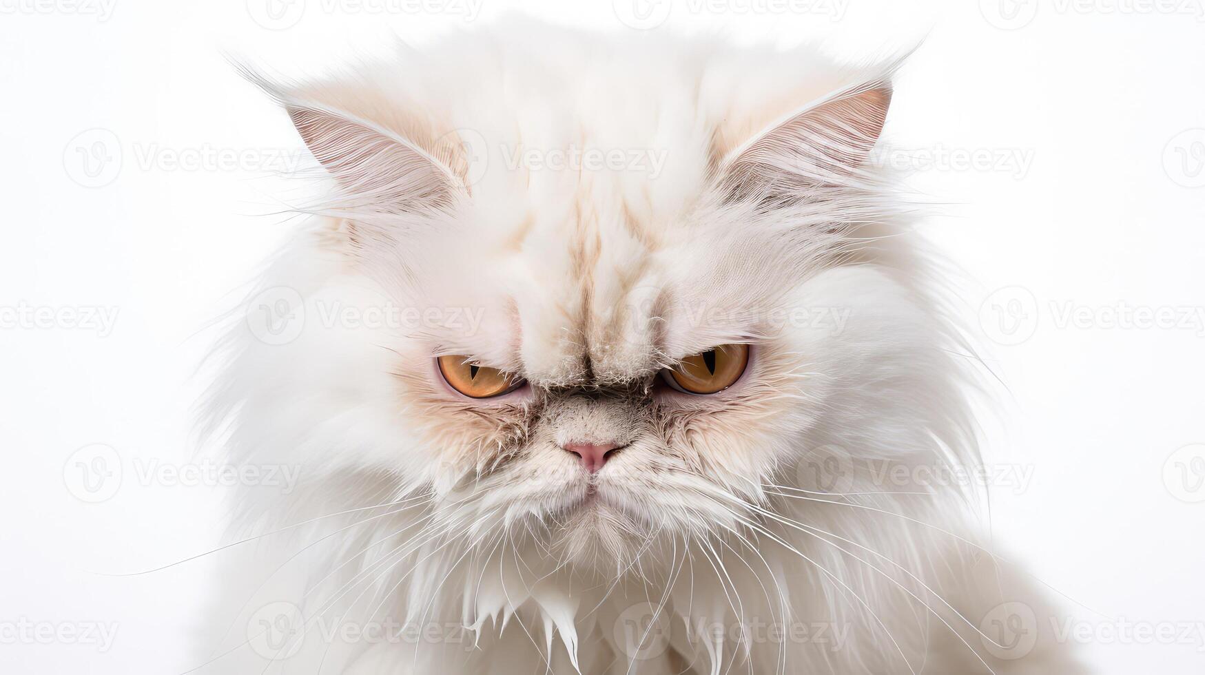 glare angry cat white background photo