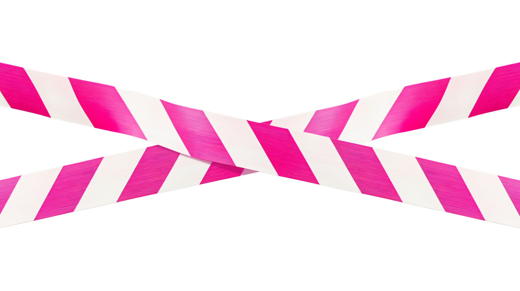 Pink horizontal plastic caution tape crossed Isolated on transparent background png