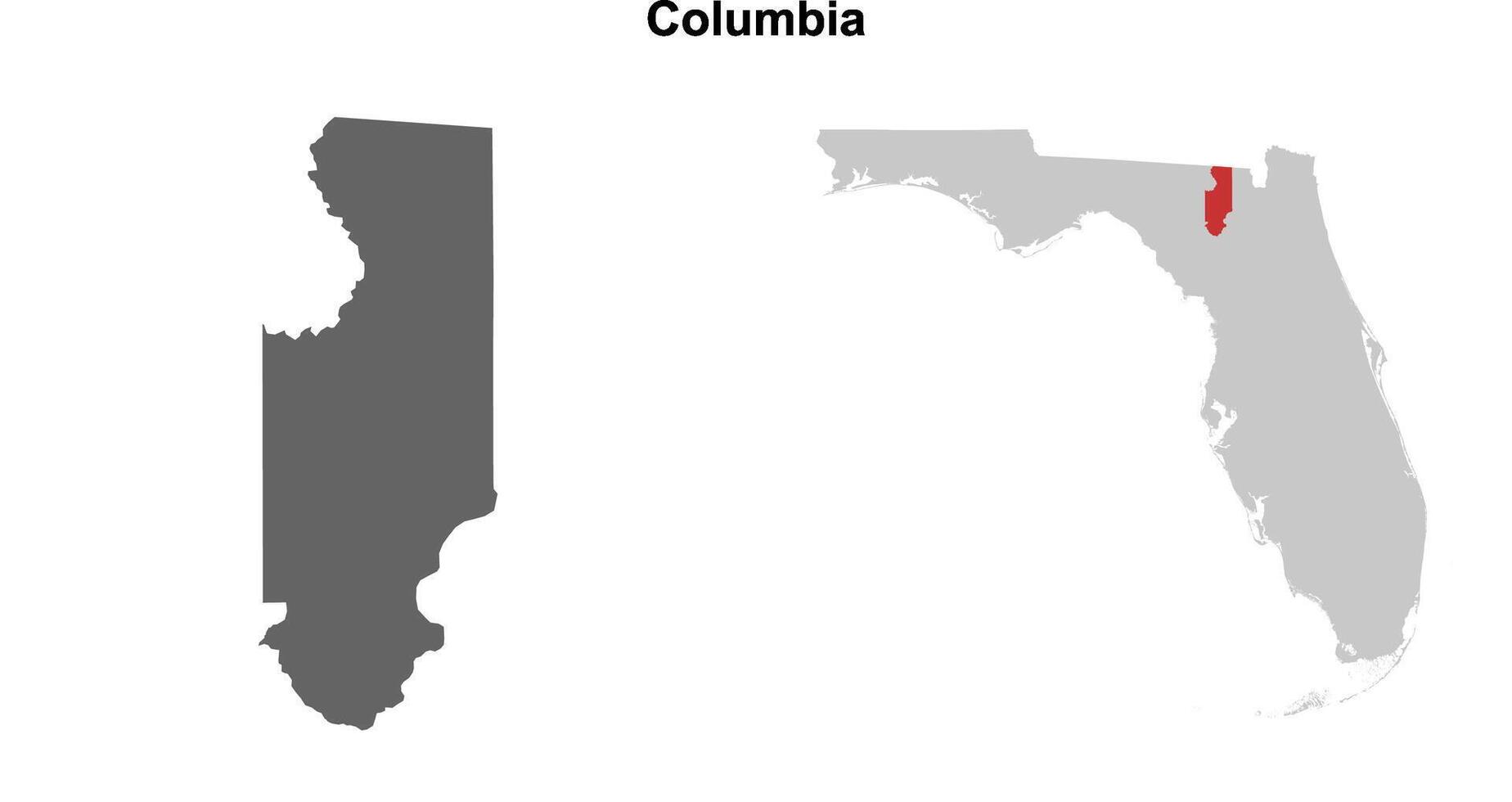 Columbia County, Florida blank outline map set vector