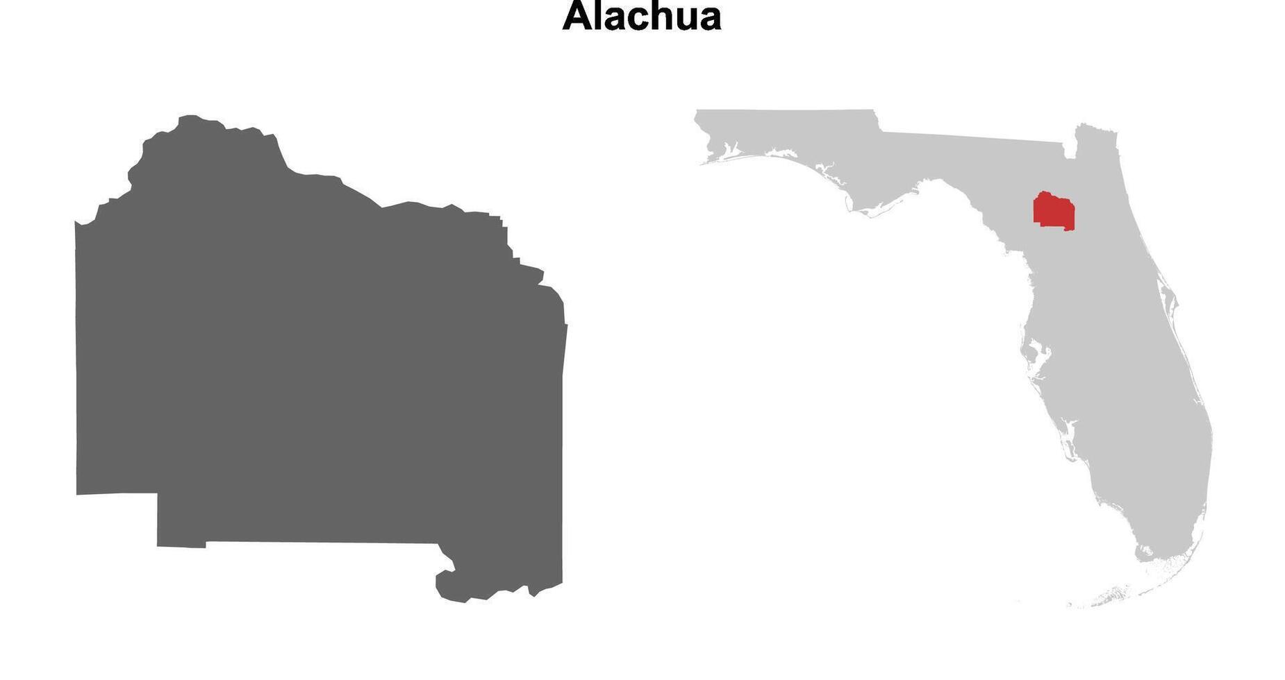 Alachua County, Florida blank outline map set vector