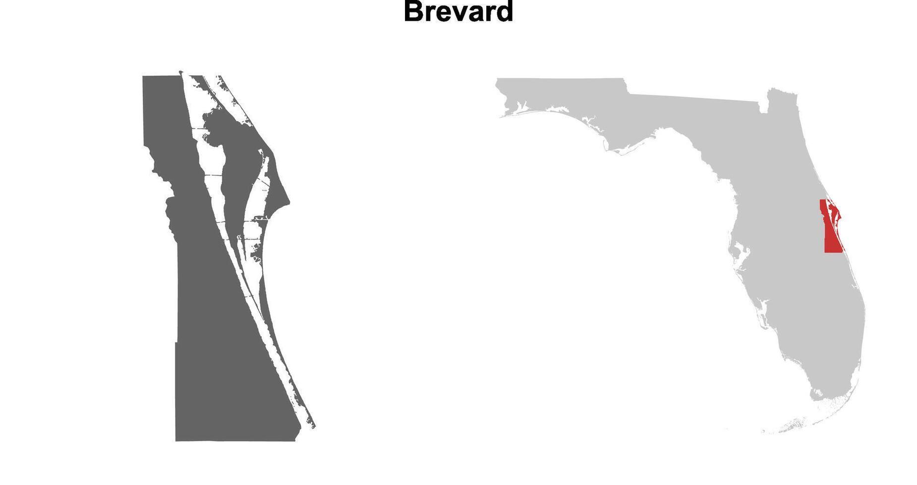 Brevard County, Florida blank outline map set vector
