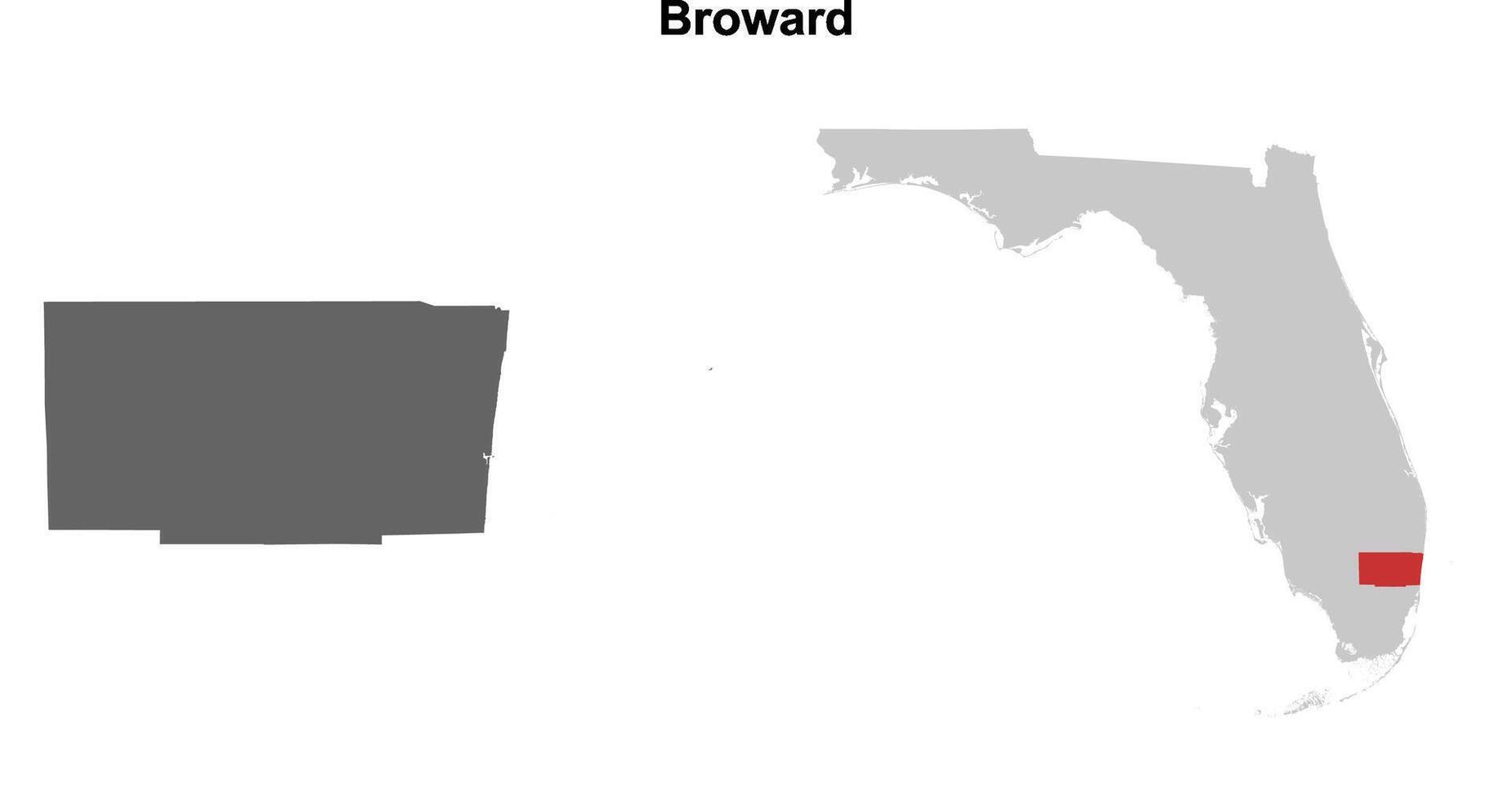 Broward County, Florida blank outline map set vector