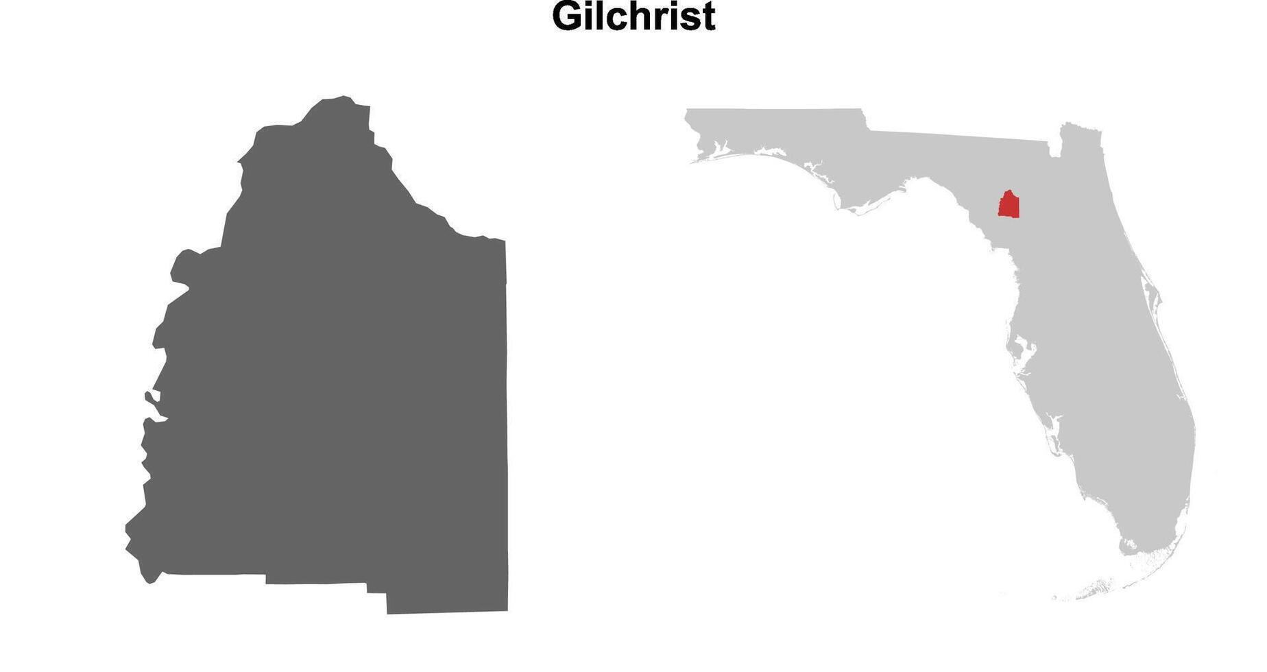 Gilchrist County, Florida blank outline map set vector