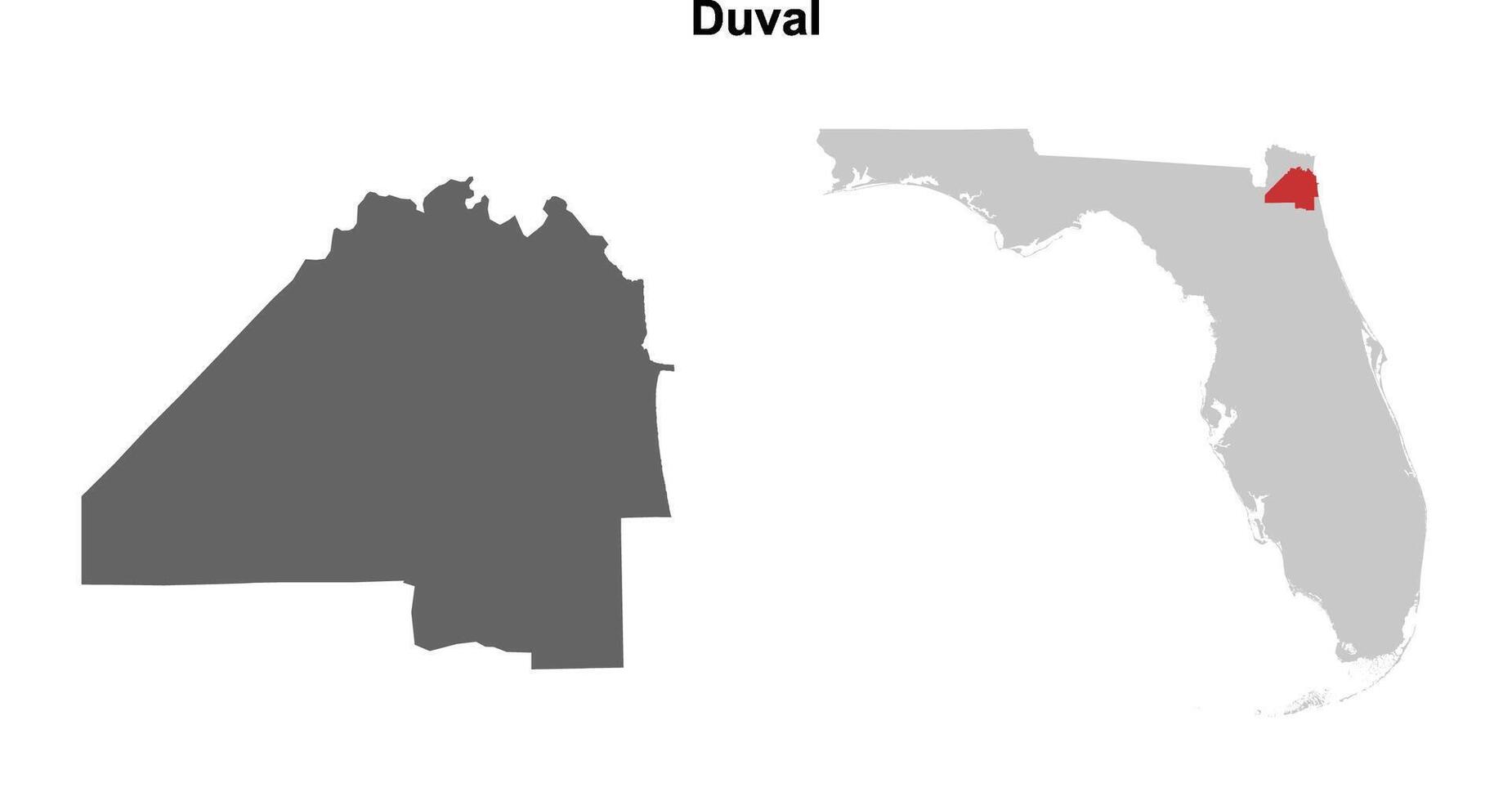 Duval County, Florida blank outline map set vector