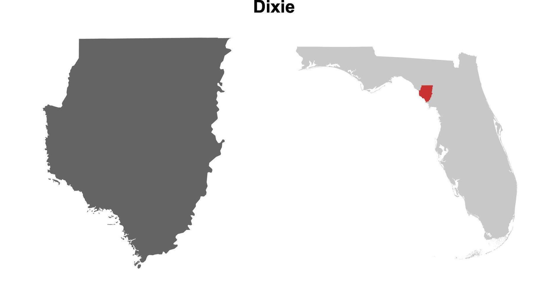 Dixie County, Florida blank outline map set vector