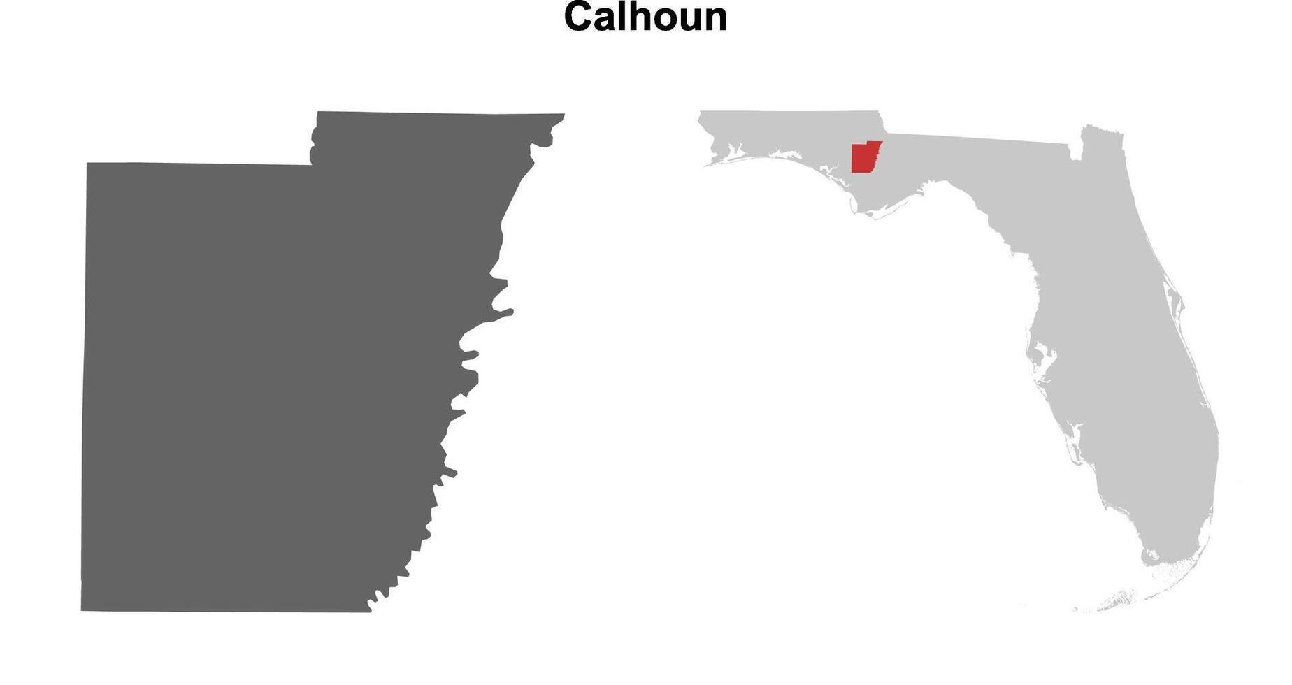 Calhoun County, Florida blank outline map set vector