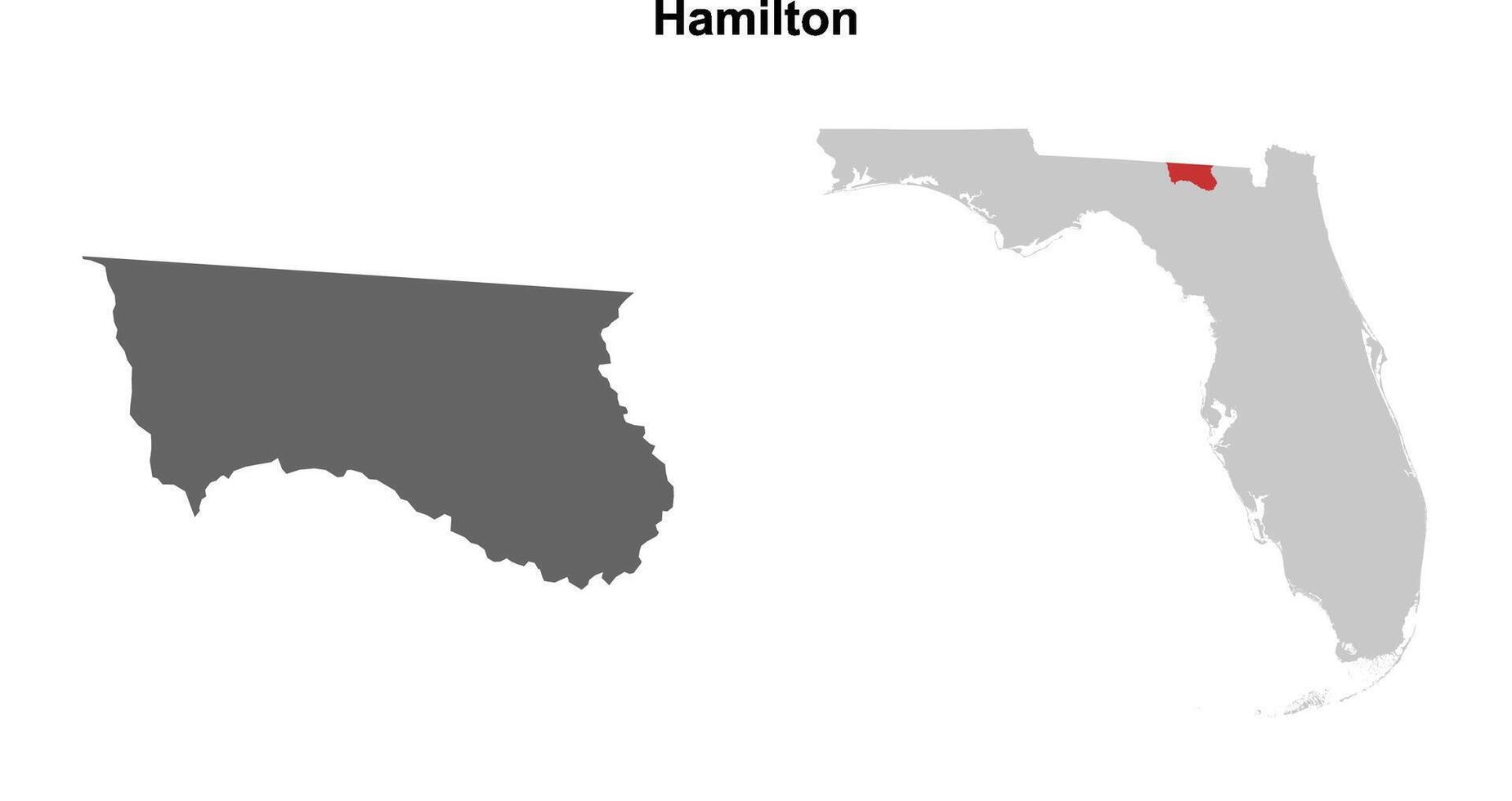 Hamilton County, Florida blank outline map set vector