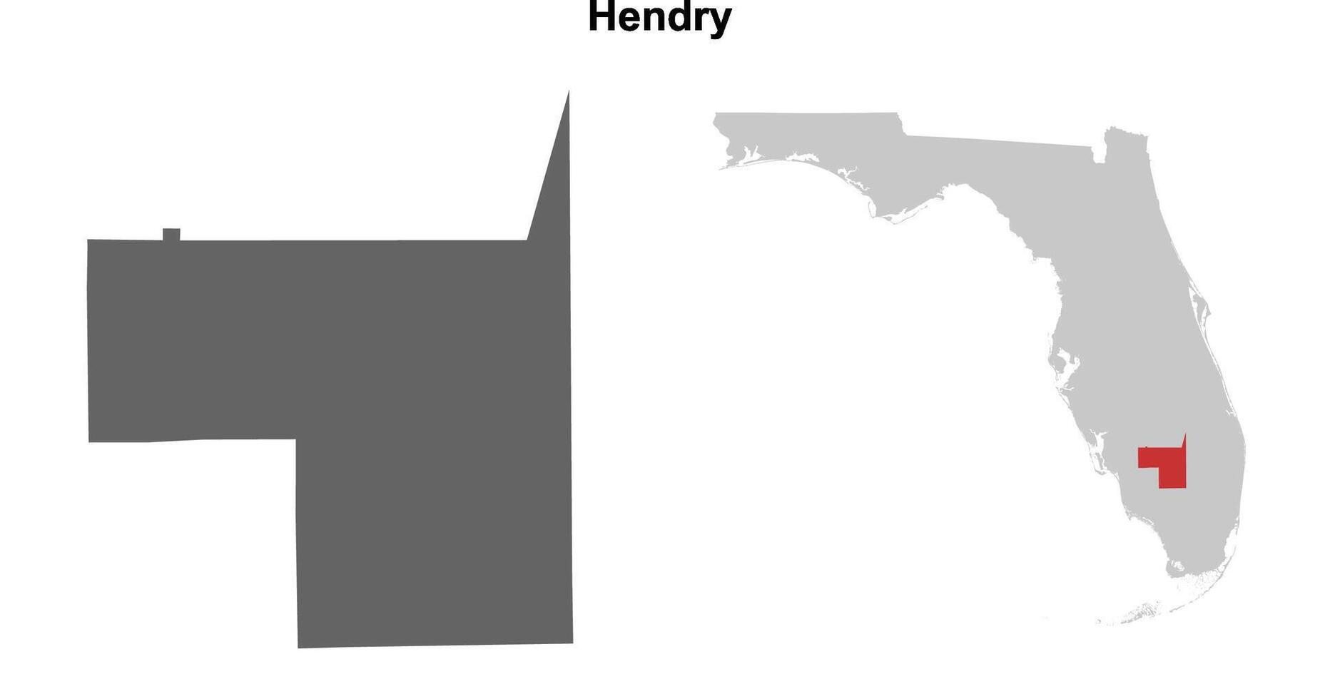 Hendry County, Florida blank outline map set vector
