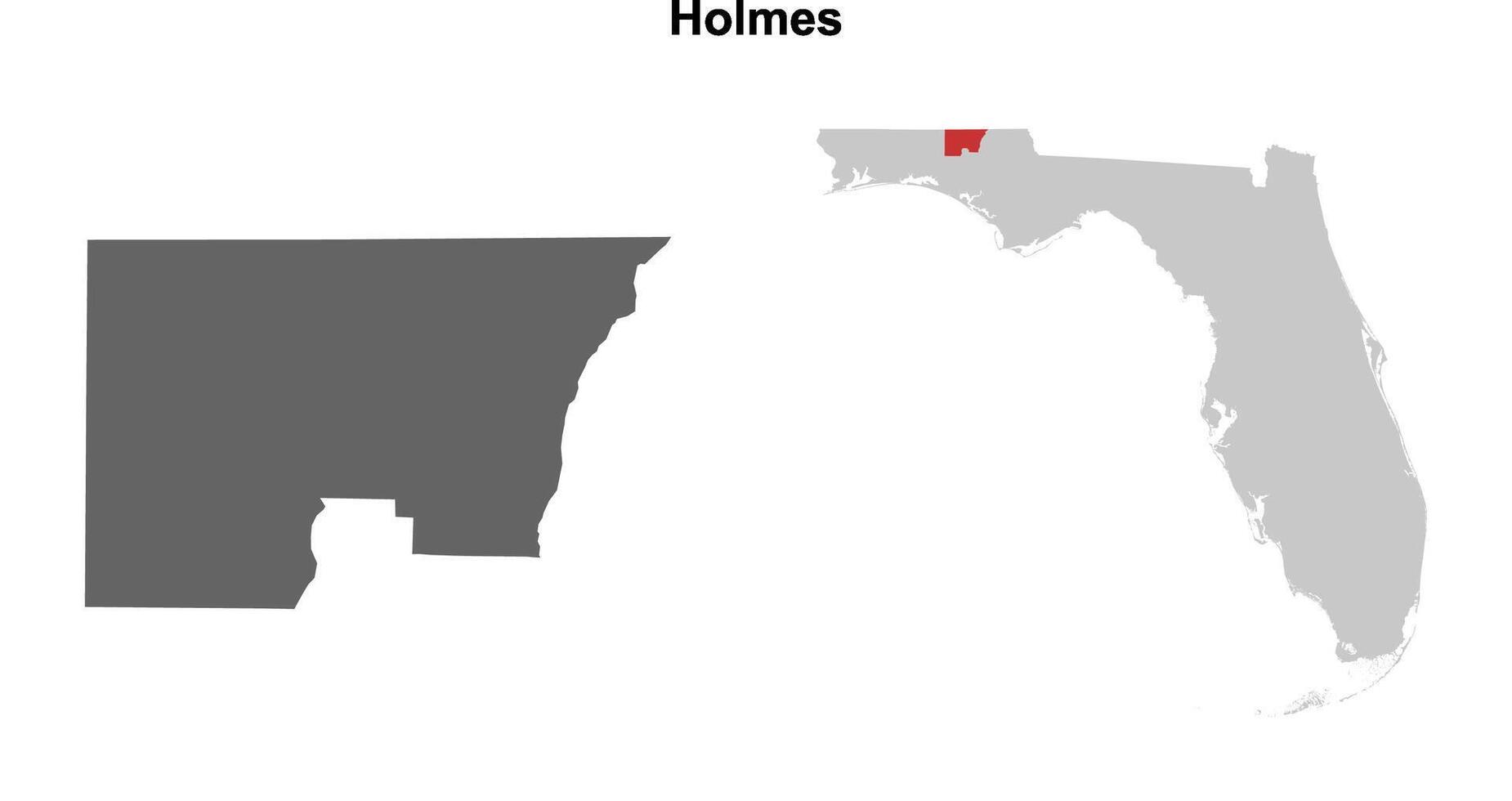 Holmes County, Florida blank outline map set vector