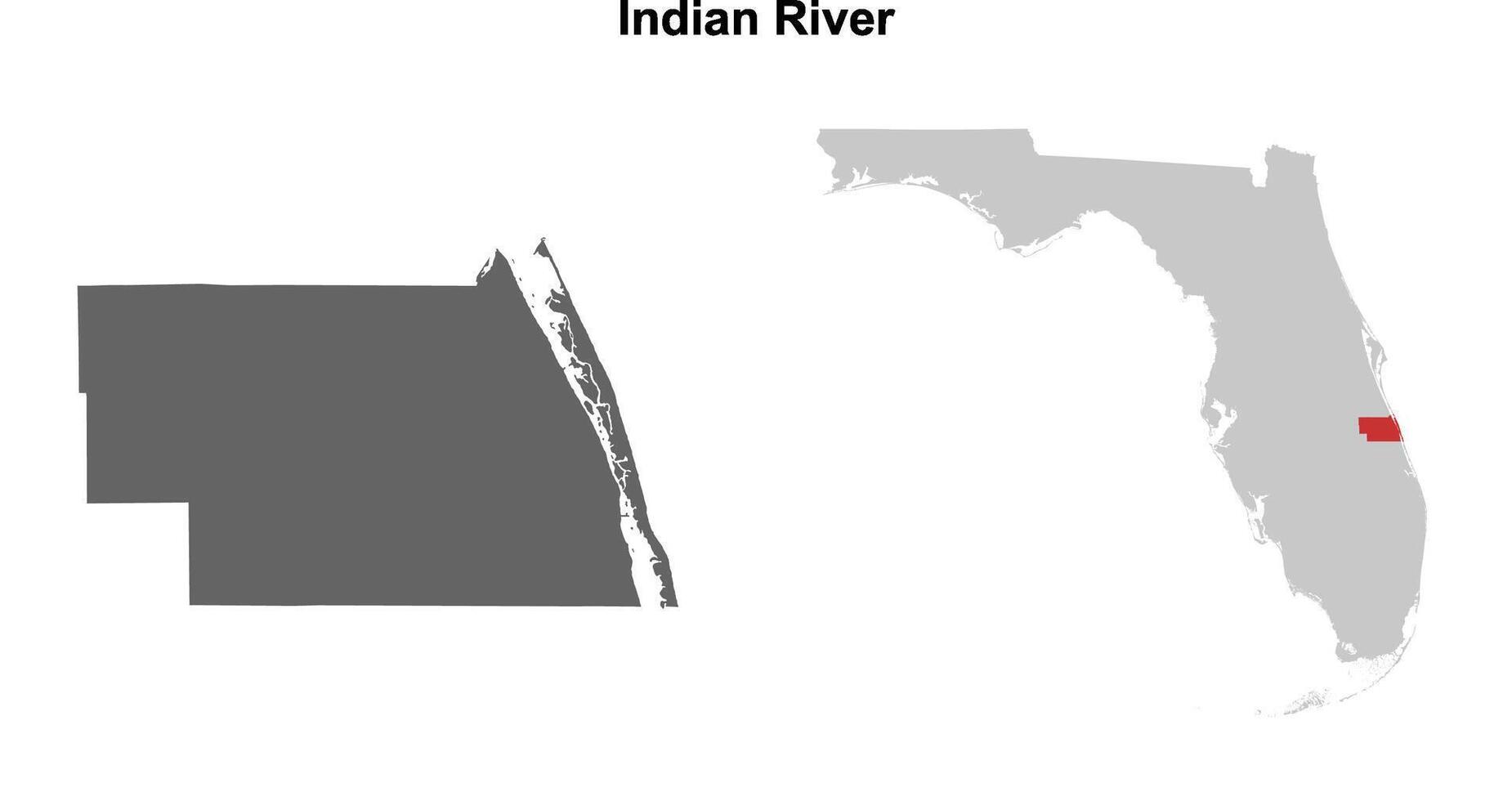 Indian River County, Florida blank outline map set vector