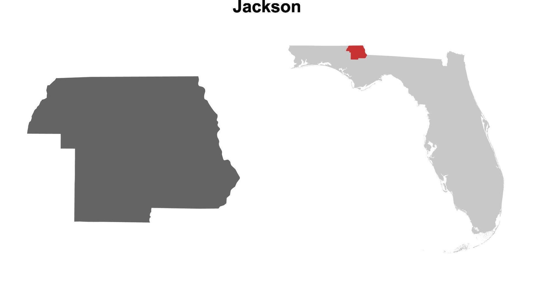 Jackson County, Florida blank outline map set vector