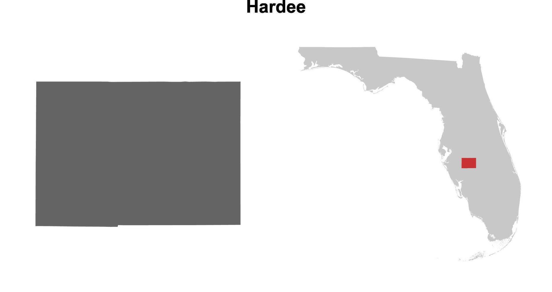 Hardee County, Florida blank outline map set vector