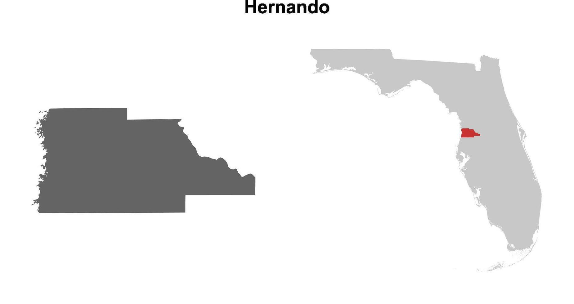 Hernando County, Florida blank outline map set vector