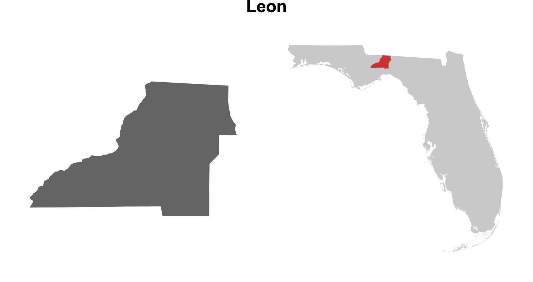 Leon County, Florida blank outline map set vector