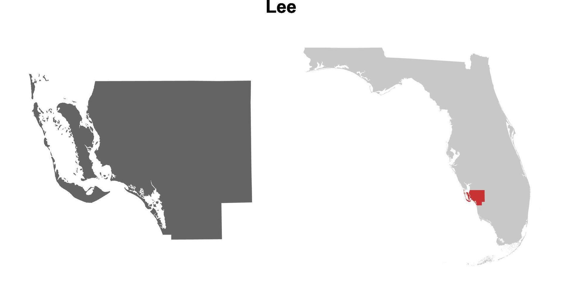 Lee County, Florida blank outline map set vector
