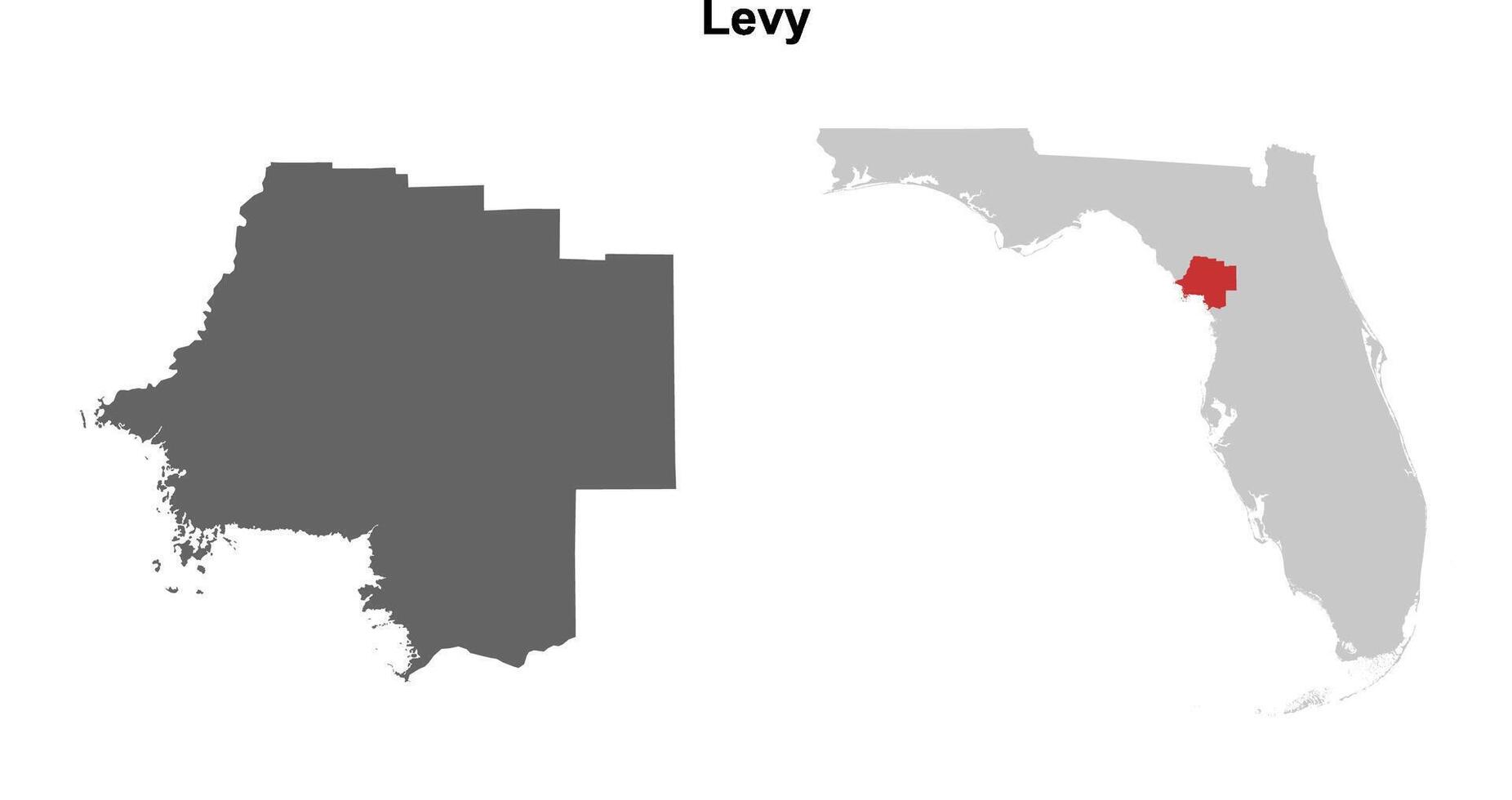 Levy County, Florida blank outline map set vector