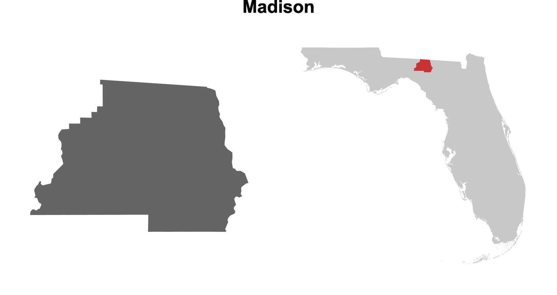 Madison County, Florida blank outline map set vector