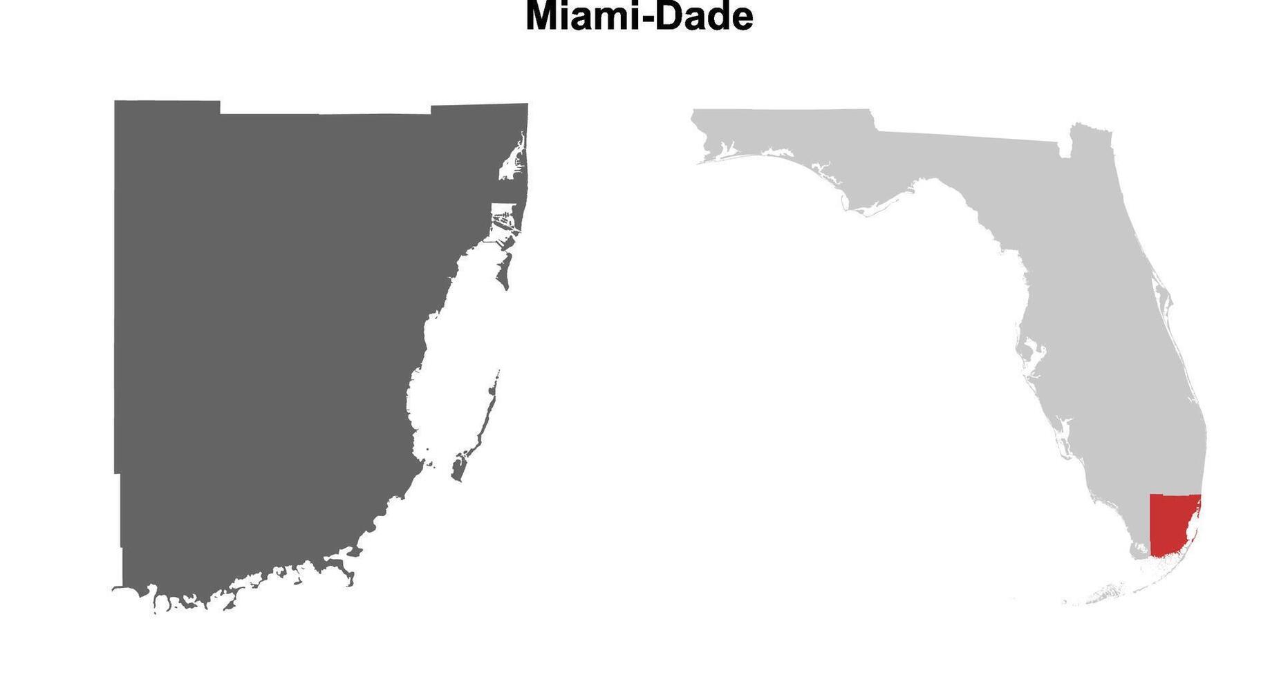 Miami-Dade County, Florida blank outline map set vector