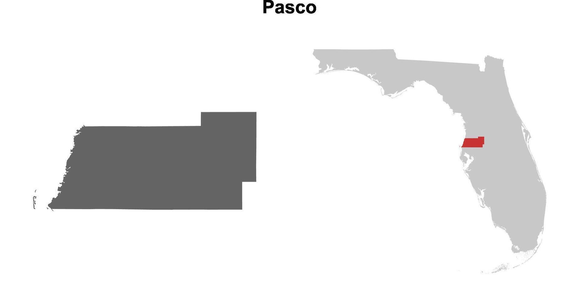 Pasco County, Florida blank outline map set vector