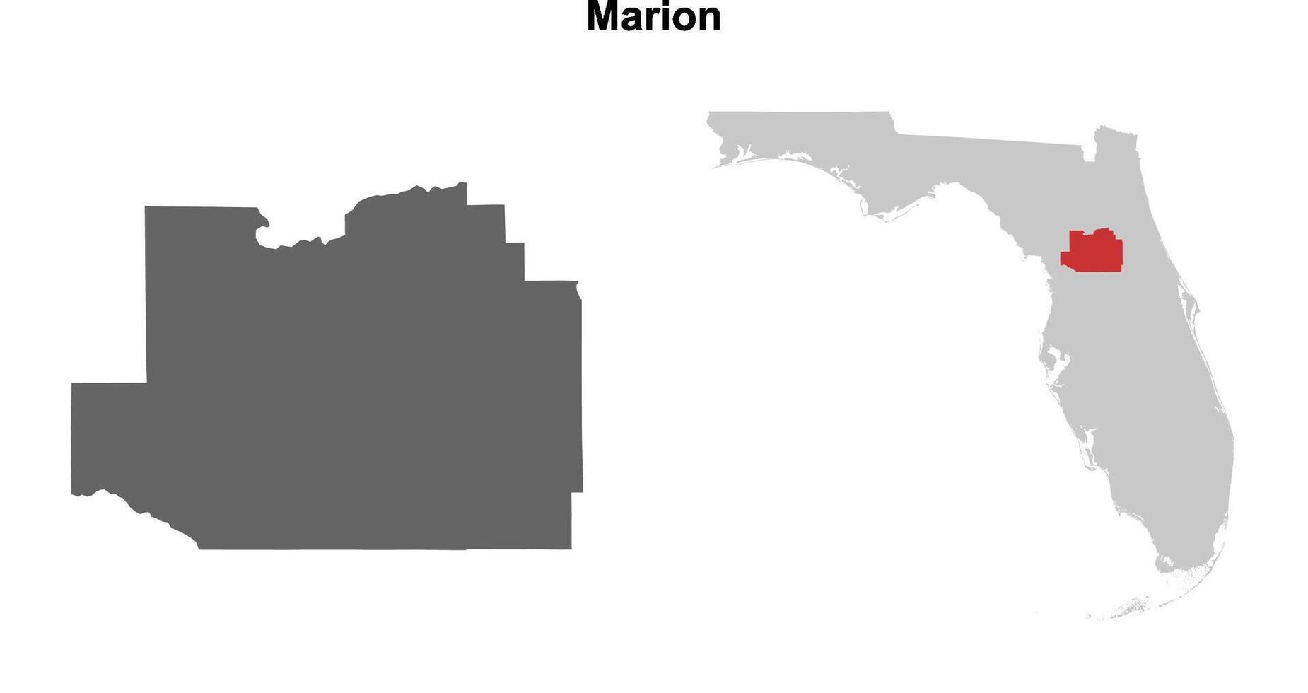 Marion County, Florida blank outline map set vector