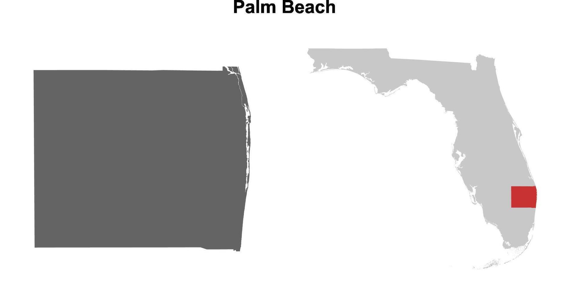 Palm Beach County, Florida blank outline map set vector