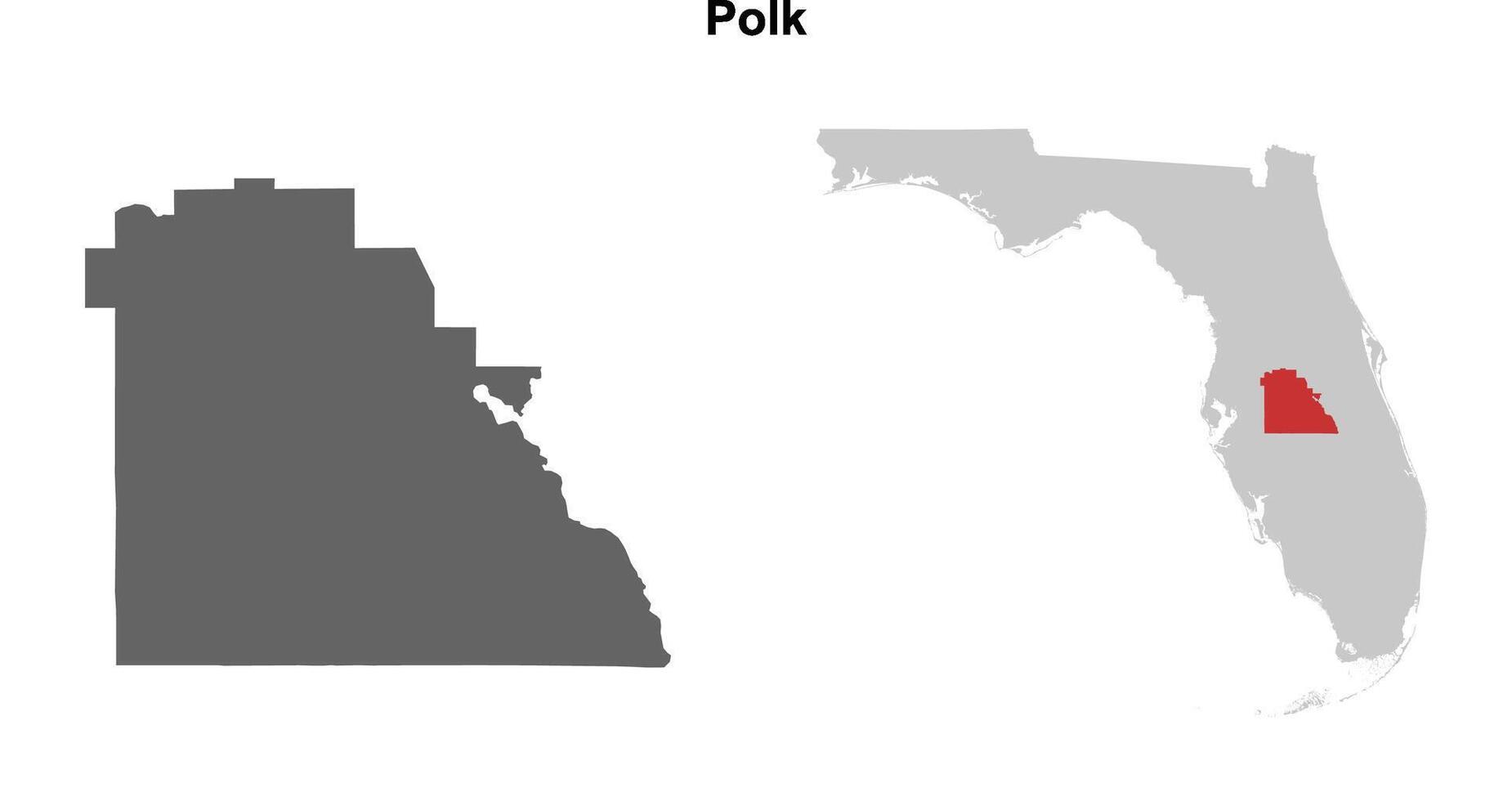 Polk County, Florida blank outline map set vector