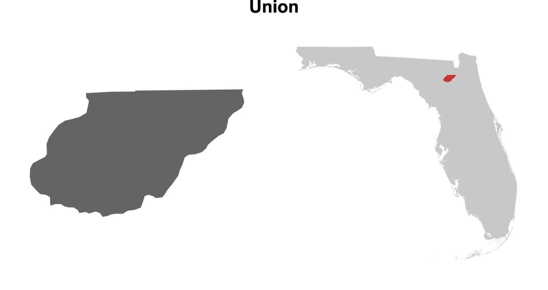 Union County, Florida blank outline map set vector