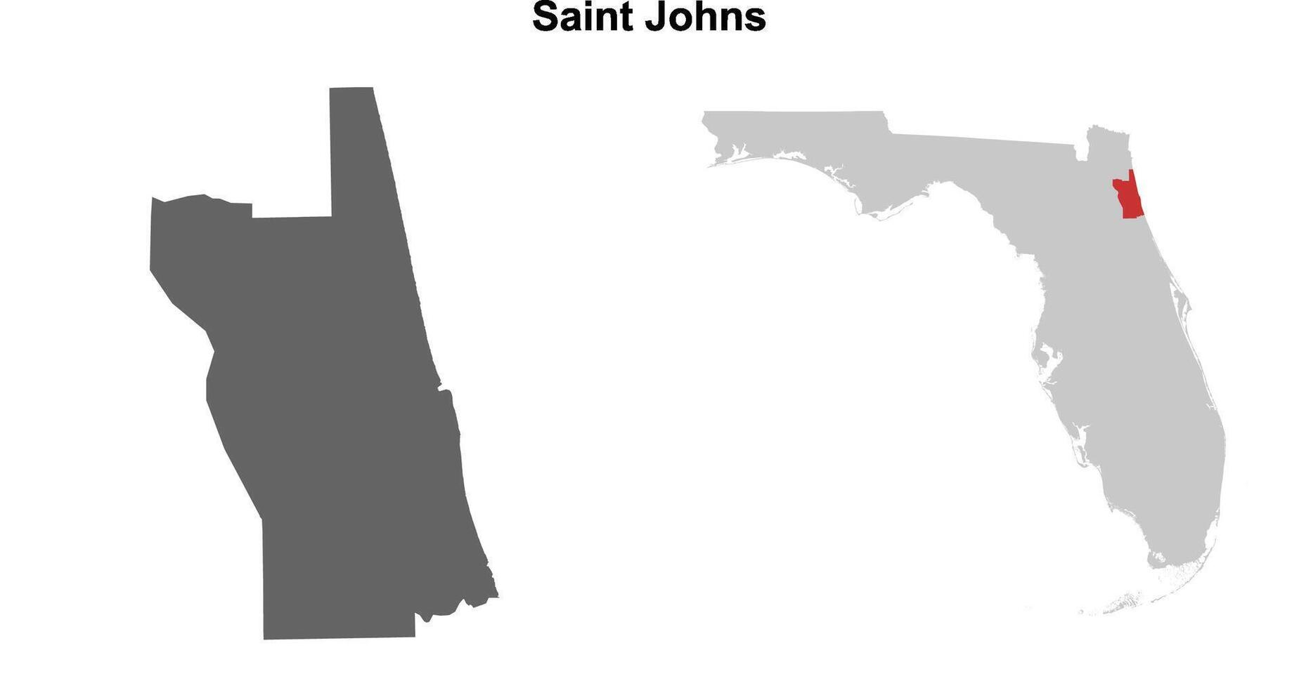 Saint Johns County, Florida blank outline map set vector