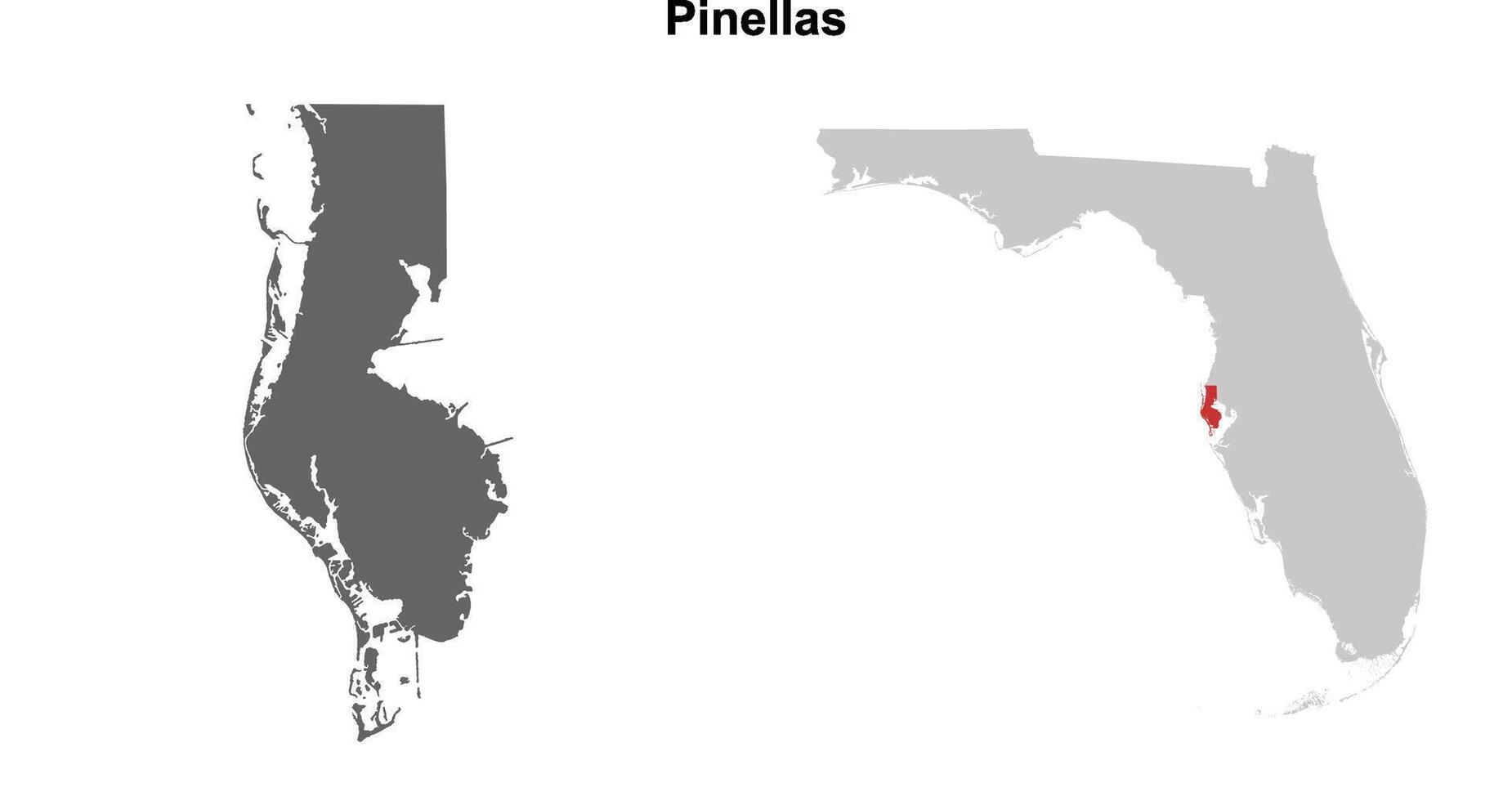 Pinellas County, Florida blank outline map set vector