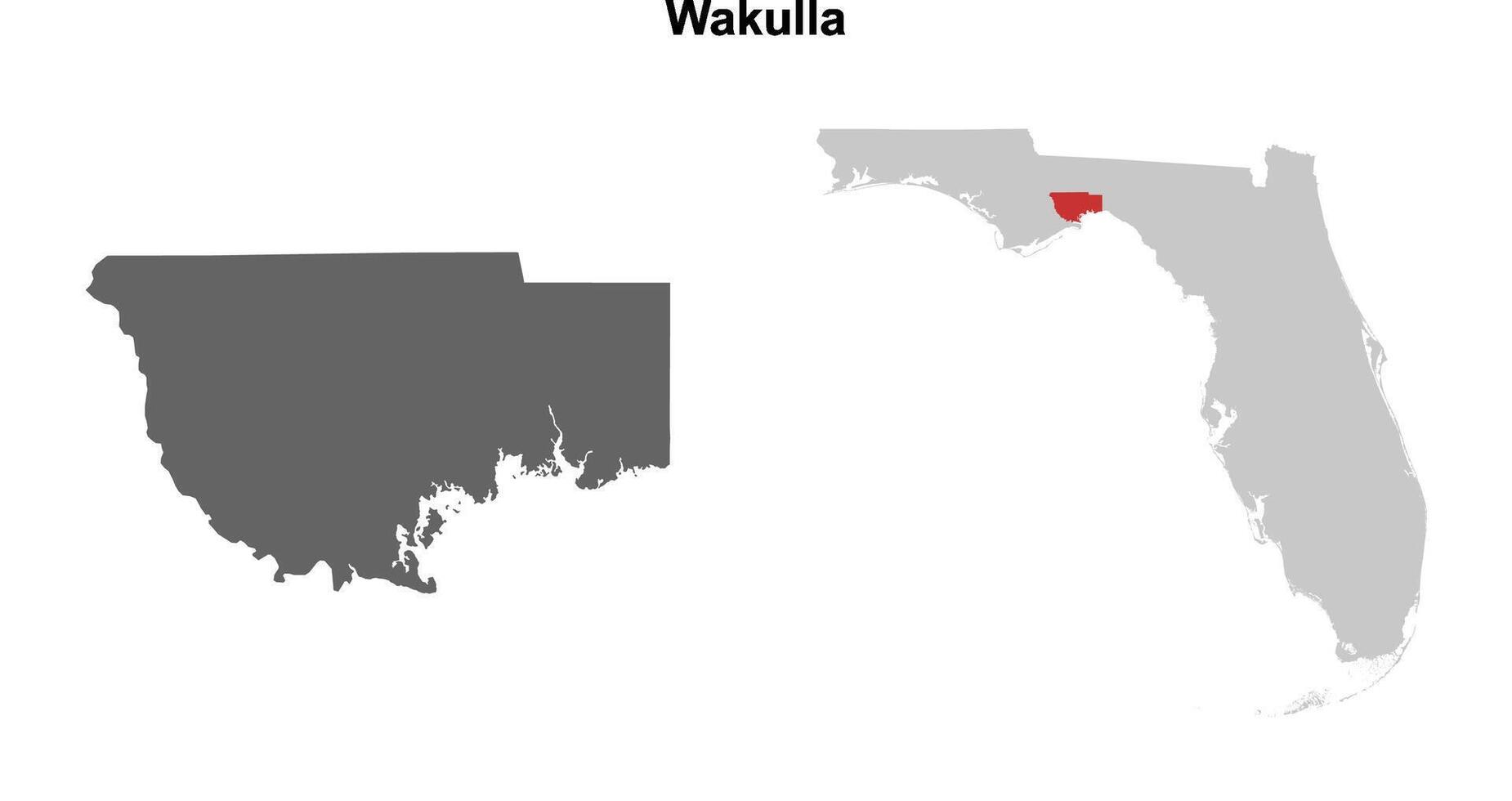 Wakulla County, Florida blank outline map set vector