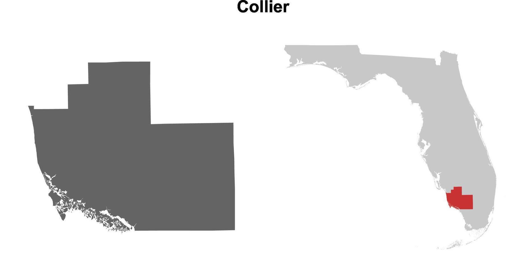 Collier County, Florida blank outline map set vector
