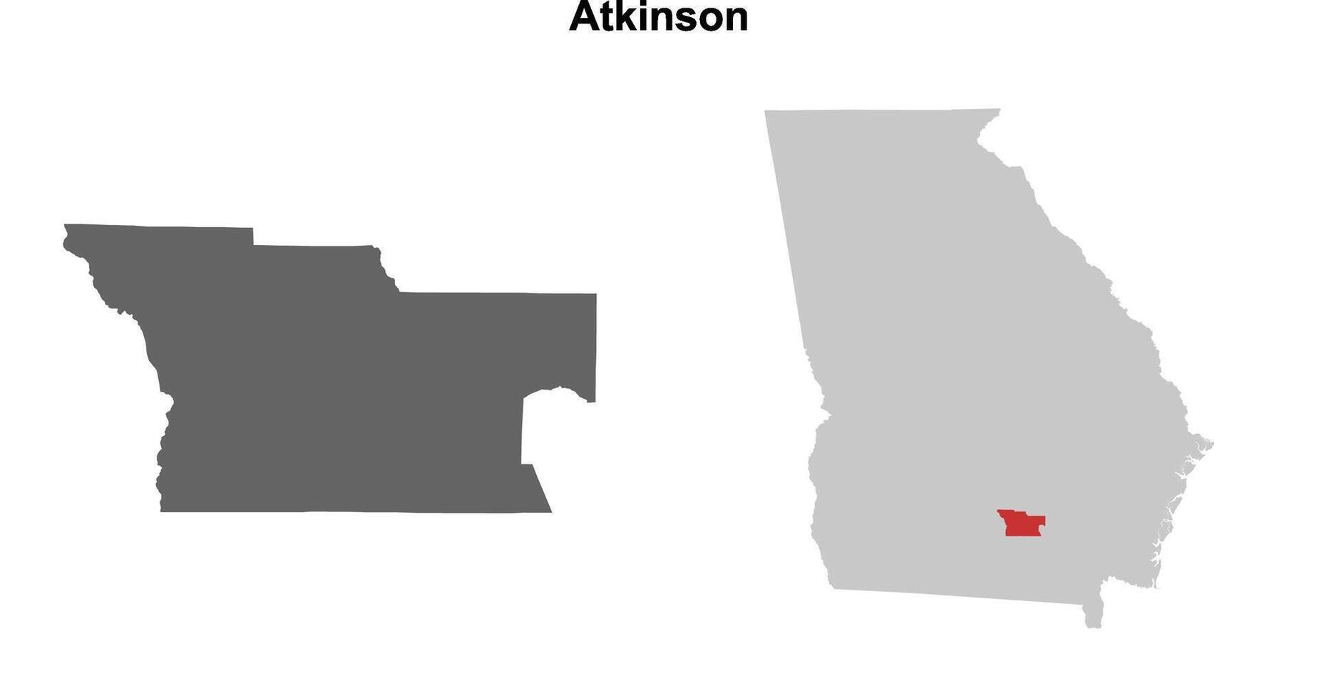 Atkinson County, Georgia blank outline map set vector