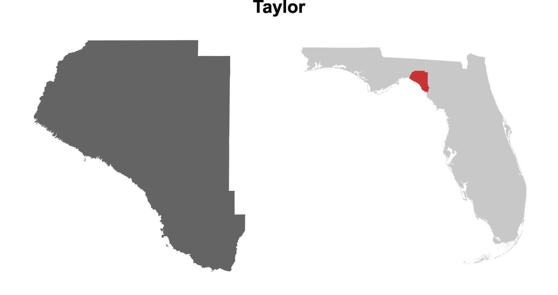 Taylor County, Florida blank outline map set vector