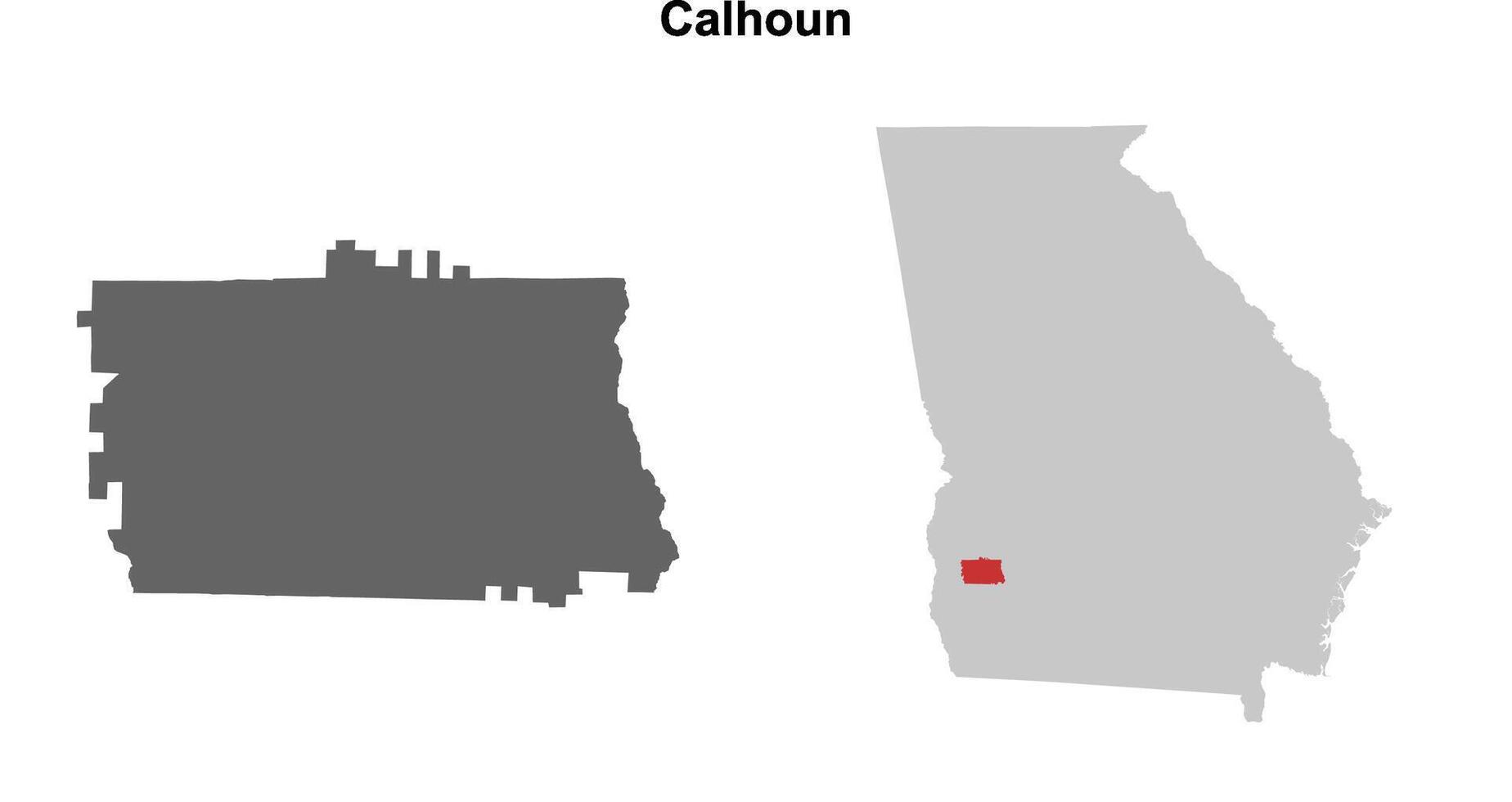 Calhoun County, Georgia blank outline map set vector