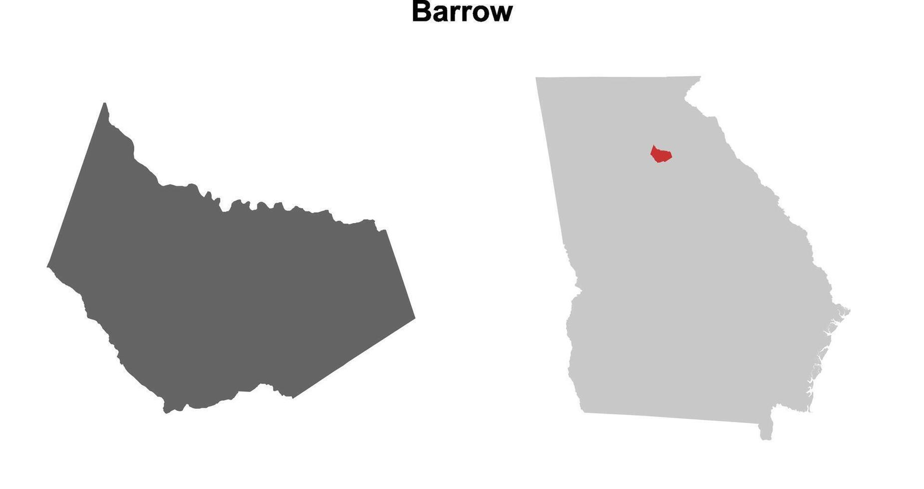 Barrow County, Georgia blank outline map set vector