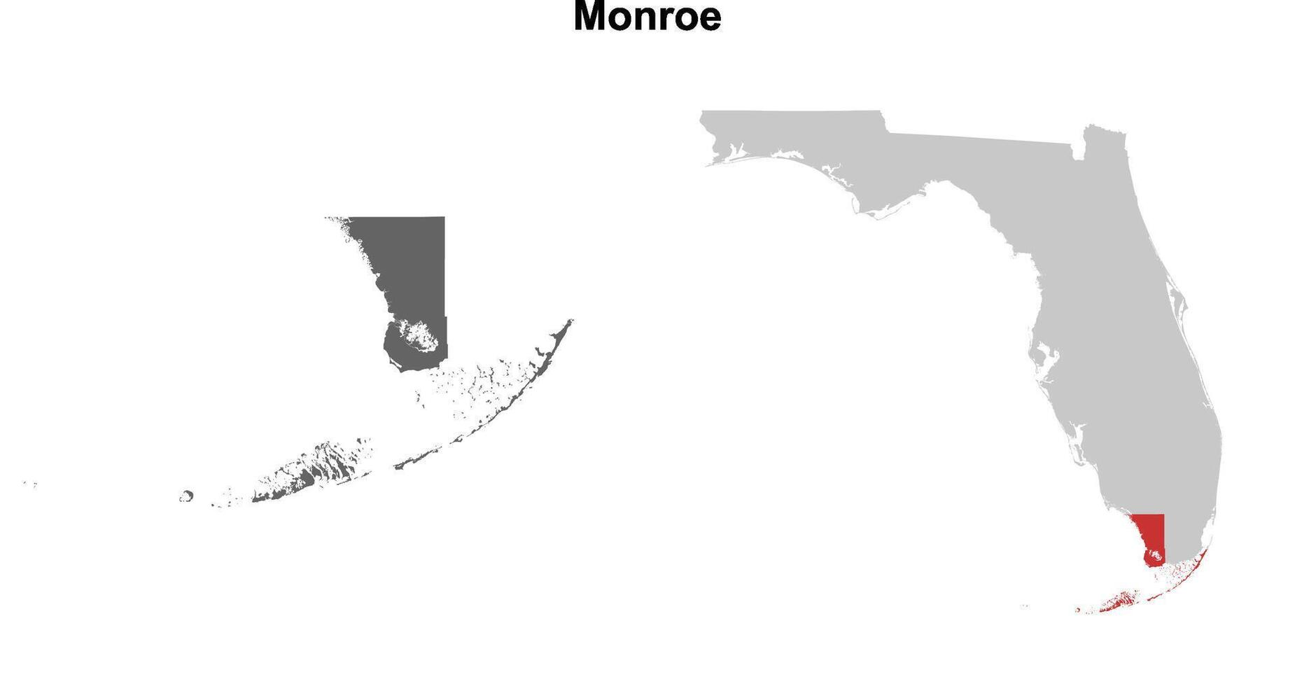 Monroe County, Florida blank outline map set vector