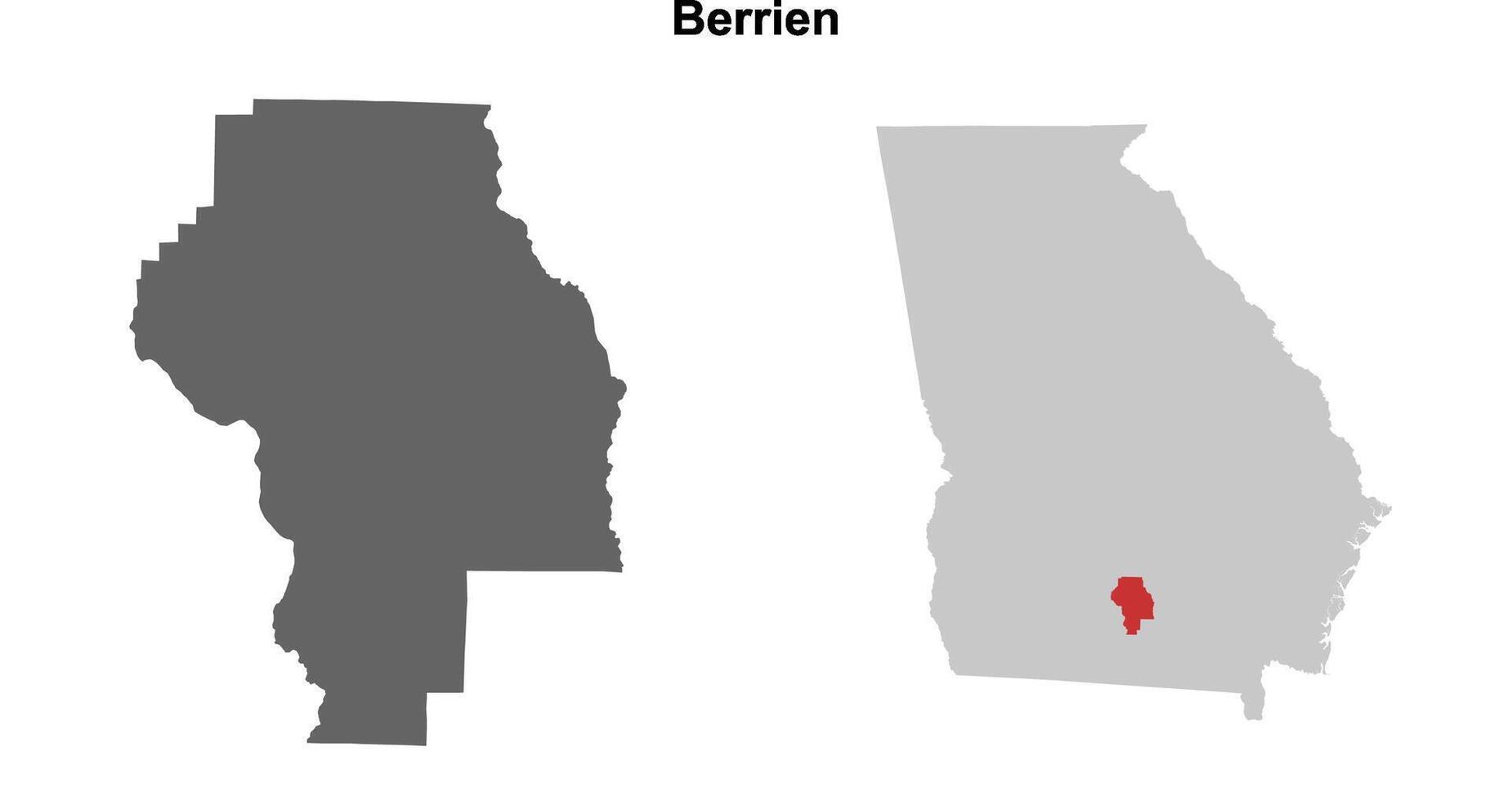Berrien County, Georgia blank outline map set vector