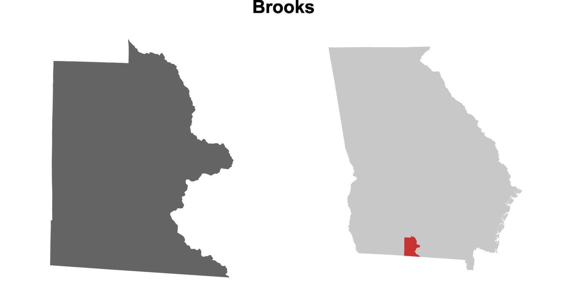 Brooks County, Georgia blank outline map set vector