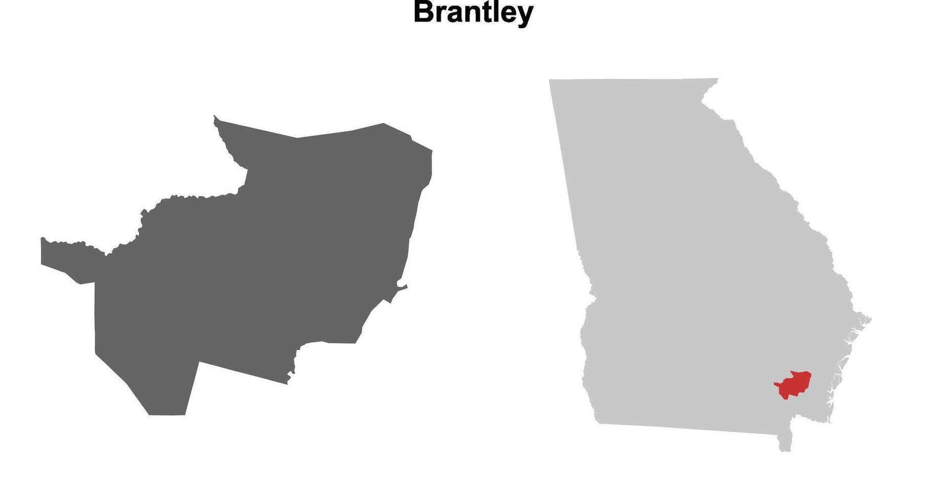 Brantley County, Georgia blank outline map set vector