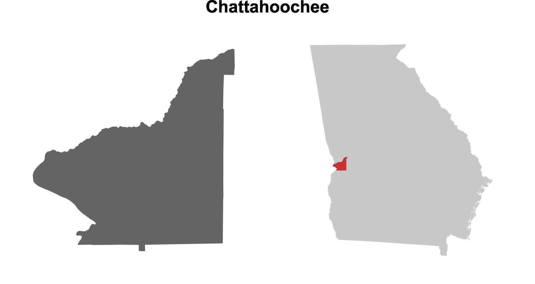Chattahoochee County, Georgia blank outline map set vector