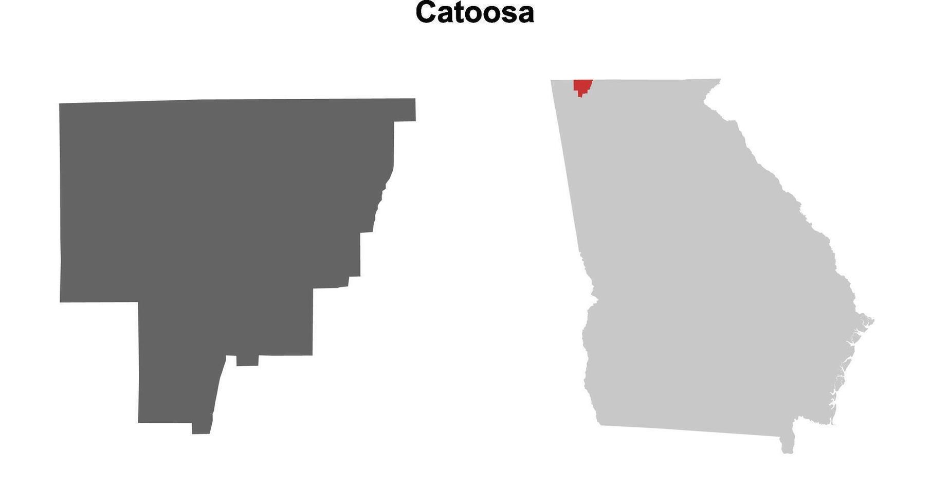 Catoosa County, Georgia blank outline map set vector