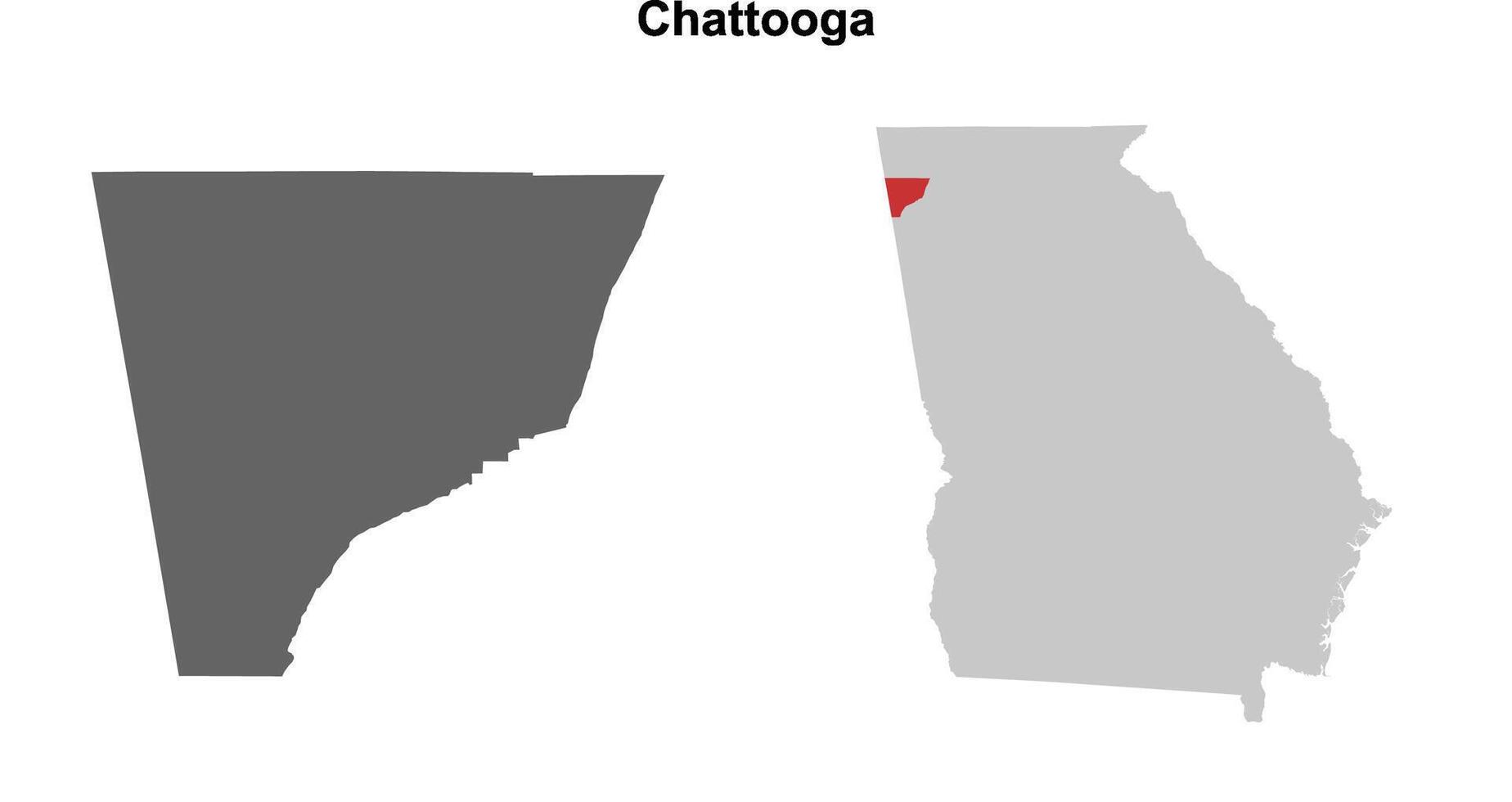 Chattooga County, Georgia blank outline map set vector