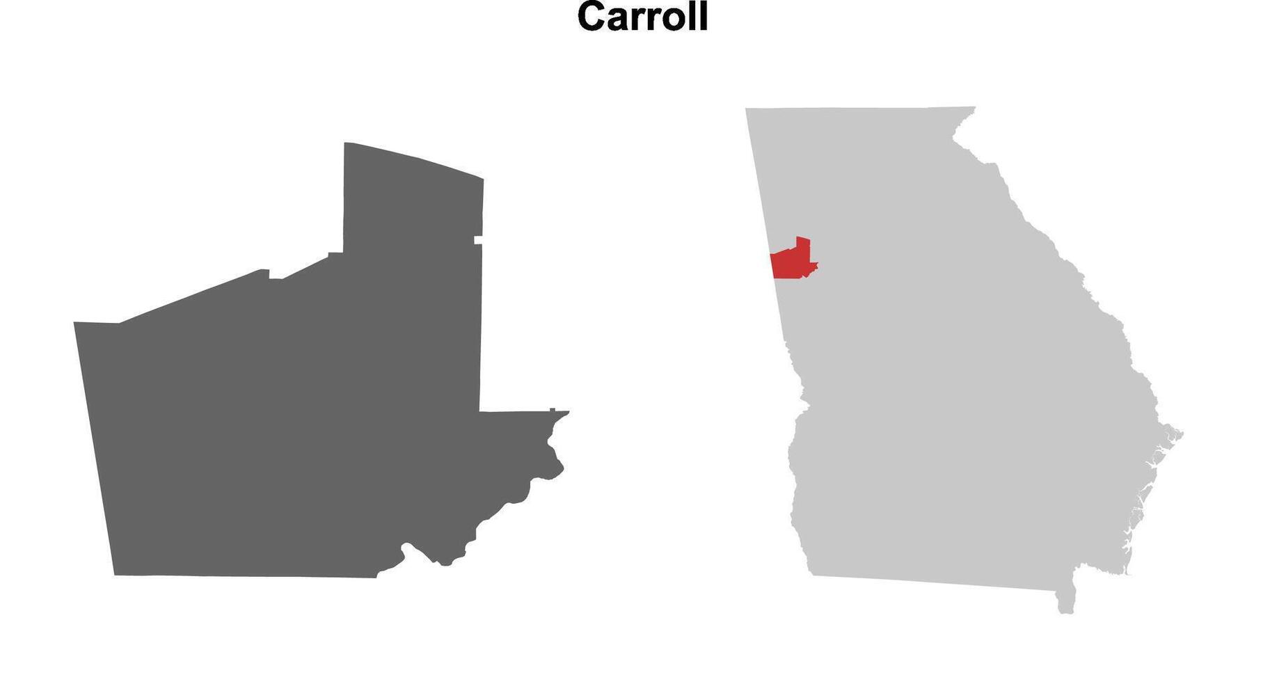 Carroll County, Georgia blank outline map set vector