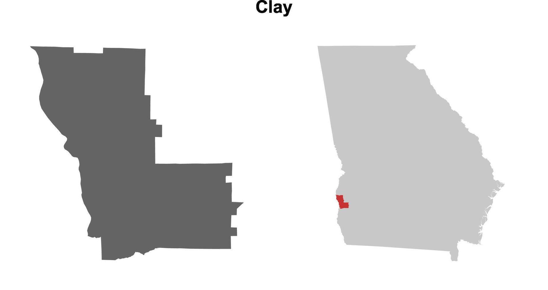 Clay County, Georgia blank outline map set vector