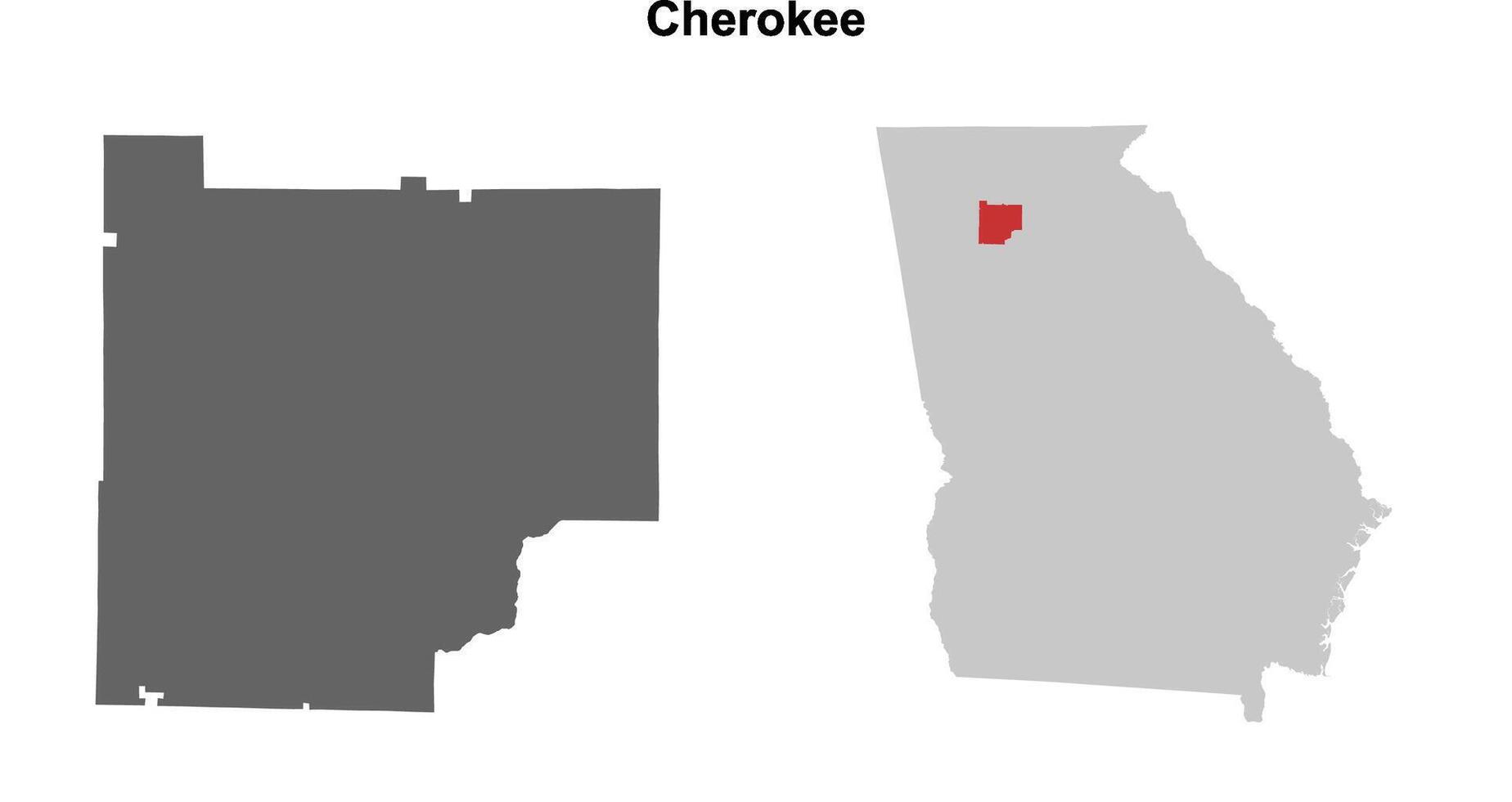 Cherokee County, Georgia blank outline map set vector