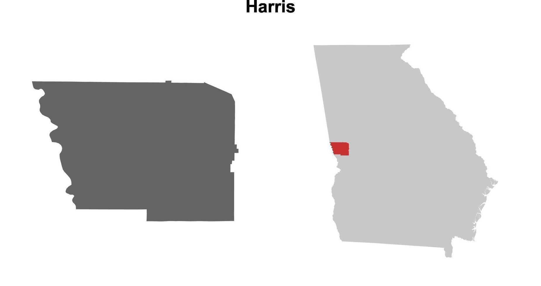 Harris County, Georgia blank outline map set vector